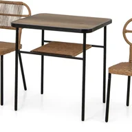 Meble ogrodowe - Stół Ogrodowy z Krzesłami dla 2 Osób, Zestaw Ogrodowy z Rattanu PE, Wygodne Oparcie, Oszczędność Miejsca, Nadaje się do Ogrodu, Balkonu - miniaturka - grafika 1