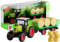 Samochody i pojazdy dla dzieci - Lean Toys Traktor z przyczepką z sianem świeci gra 37,5 cm - miniaturka - grafika 1
