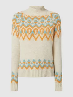 Swetry damskie - Sweter z norweskim wzorem ze stójką - grafika 1