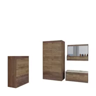 Meble do przedpokoju - Zestaw Mebli do Przedpokoju 15 Maximus MebloCross Dąb Artisan / Biały Połysk, Eco Brąz - miniaturka - grafika 1