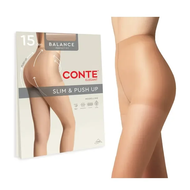 Rajstopy wyszczuplające 15 den 5 XL cieliste Conte modelujące push-up