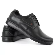 Półbuty męskie - Buty męskie skórzane casual 13/27 czarny lico - KAMPOL - miniaturka - grafika 1