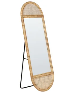 BELIANI Lustro stojące naturalne rattan 150x50 cm owalne styl boho salon sypialnia akcesoria domowe szykowne - Lustra - miniaturka - grafika 1