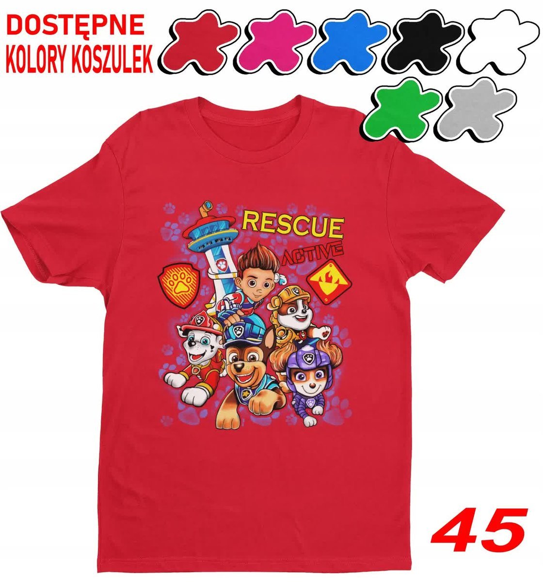 Dziecięca Koszulka Z Nadruk.Duży Wybór Psi Patrol Chase Skye Psy- L 146-152