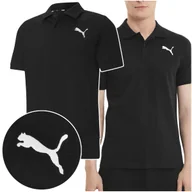 Koszulki męskie - Puma Koszulka Męska Polo Czarna ESS Logo Bawełna Rozmiar M - miniaturka - grafika 1