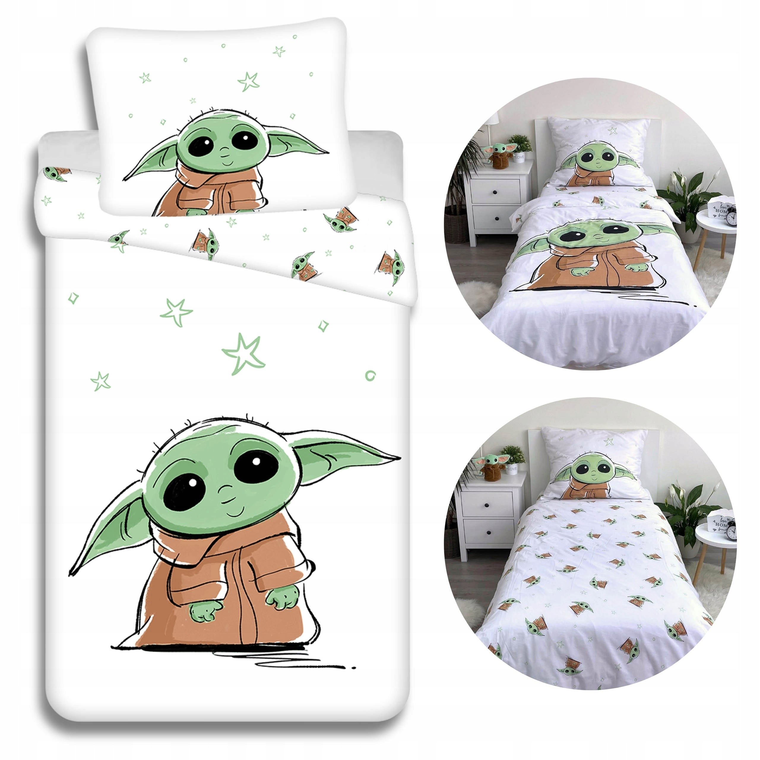 Baby Yoda Komplet pościeli na zamek, dziecięca, bawełniana 140x200cm