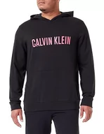 Bluzy męskie - Calvin Klein Męska bluza z kapturem L/S, Czarny z różą fuksją, S - miniaturka - grafika 1