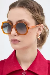 Okulary przeciwsłoneczne - Chloé okulary przeciwsłoneczne damskie kolor pomarańczowy CH0226S - Chloe - grafika 1