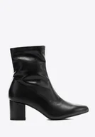 Półbuty męskie - Dopasowane damskie botki na słupku czarne - miniaturka - grafika 1