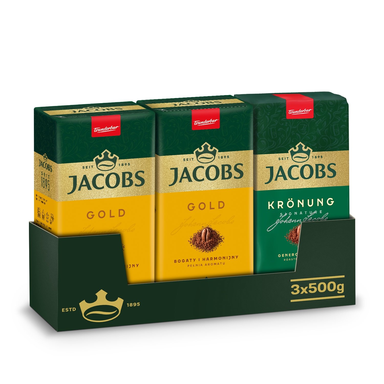 Kawa mielona Jacobs Gold 2x 500g i Jacobs Kronung 500g