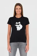 Koszulki i topy damskie - KARL LAGERFELD Czarny t-shirt z kotem - Karl Lagerfeld - miniaturka - grafika 1