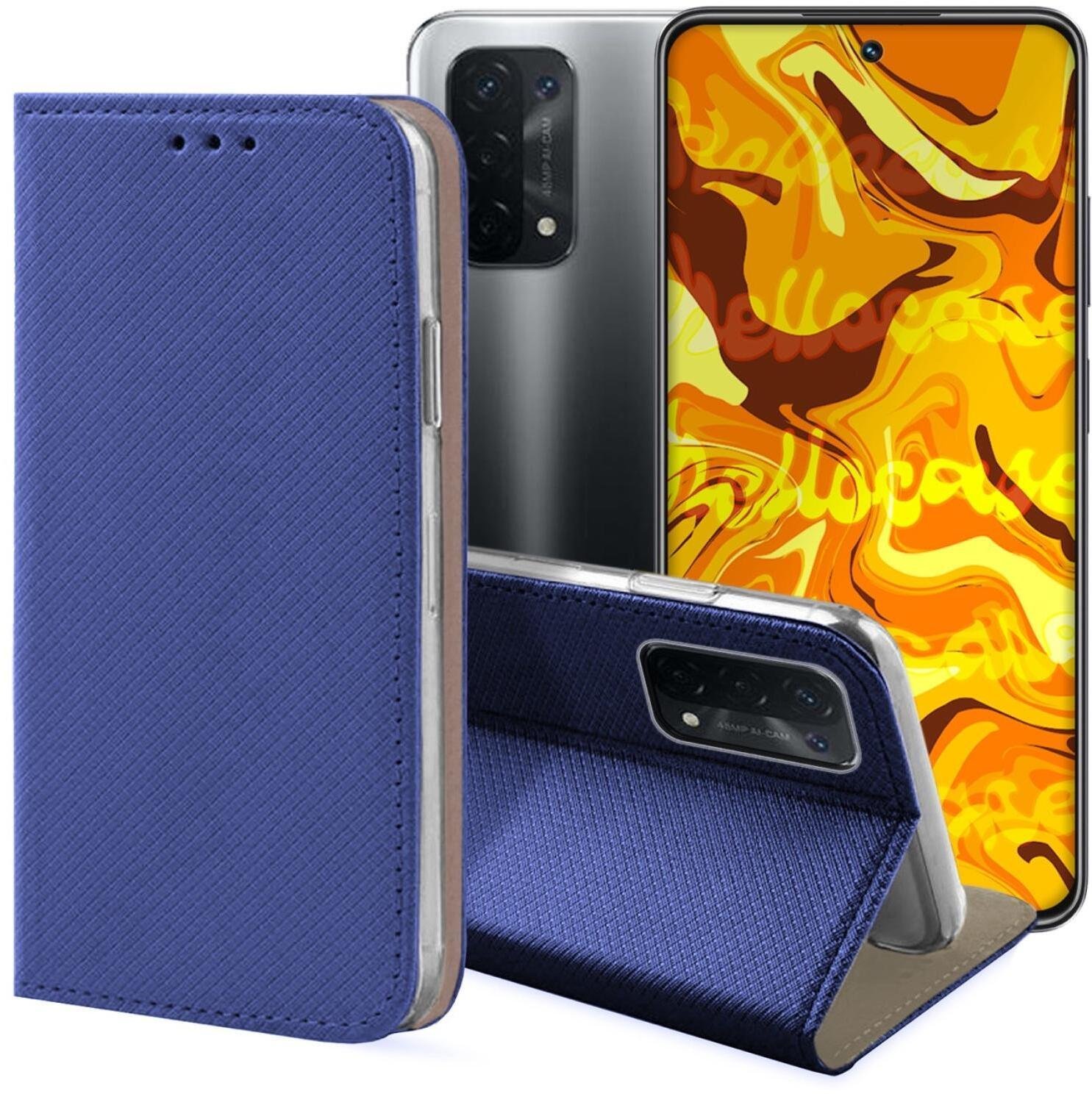 Hello Case Etui z Klapką Do Oppo A54 5G / A74 5G / A93 5G Granatowe, Magnetyczne