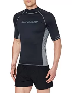 Koszulki męskie - Cressi Rash Guard (UPF) 50 koszulka męska, z krótkim rękawkiem, filtrem UV 50, do pływania lub windsurfingu, czarny LW476702 - grafika 1