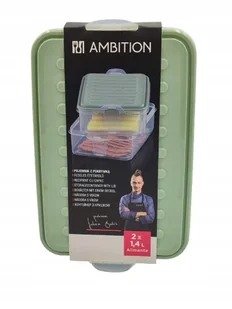 Ambition Alimente Pojemnik z pokrywką zielony 2x1,4l - Pojemniki kuchenne - miniaturka - grafika 1