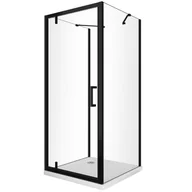 Kabiny prysznicowe - Kabina prysznicowa z drzwiami roto-translacyjnymi i 2 ściankami stałymi,szkło 8 mm,czarny mat,wys. 200 cm -90 (88-90) ścianki + drzwi 70 (68-71) - miniaturka - grafika 1