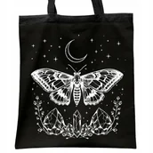Torby i wózki na zakupy - Torba bawełniana czarna na zakupy Kryształy Motyl Księżyc Magia - miniaturka - grafika 1
