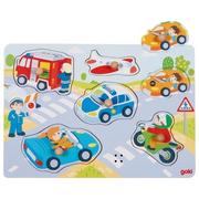 Puzzle - goki Soundpuzzle Verkehr, mit Fahrzeuggeräuschen: 30 x 21 x 3,4 cm, Holz, 6 Teile - miniaturka - grafika 1