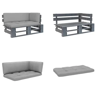 vidaXL Narożnik ogrodowy sosnowy szary - Narożnik ogrodowy sosnowy szary - Narożnik ogrodowy sosnowy szary - Sofa drewniana - Sofa ogrodowa z palet - Sofy ogrodowe - miniaturka - grafika 1