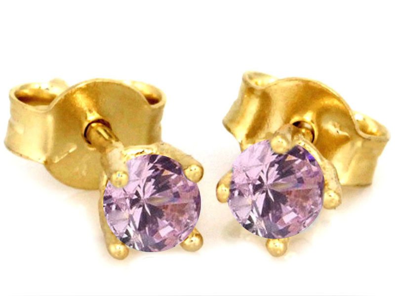 Złote kolczyki 333 delikatne różowe cyrkonie