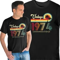Koszulki męskie - Koszulka na 50 urodziny Vintage 1974 limitowana edycja czarna 2XL - miniaturka - grafika 1
