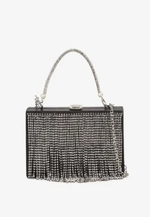 Czarna Torebka Kopertówka Vices z Cyrkoniami Rączką i Łańcuszkiem Affia - Torebki damskie - miniaturka - grafika 1