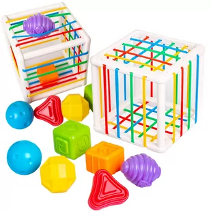 Kostka edukacyjna sznurki, zabawka sensoryczna dla niemowląt, grzechotki. - Zabawki interaktywne dla dzieci - miniaturka - grafika 1