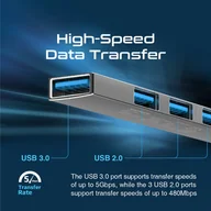 Huby USB - Promate LiteHub-4 USB-C Hub 3xUSB2.0 + USB3.0 - miniaturka - grafika 1