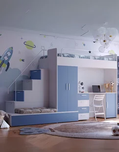 Meblościanka Raj 4 - pokój dziecięcy, młodzieżowy z materacem i stelażem niebieski mglisty - Krzesełka i taborety dla dzieci - miniaturka - grafika 1