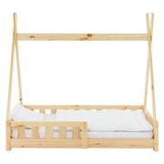 Łóżka - Łóżko dziecięce z zabezpieczeniem przed upadkiem i ramą z listew z materacem 70x140 cm naturalne drewno sosnowe ML design - miniaturka - grafika 1