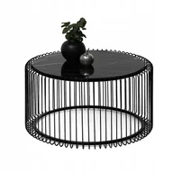 Ławy i stoliki kawowe - Druciany Stolik Ze Szklanym Blatem O Wyglądzie Czarnego Marmuru Navio XL - miniaturka - grafika 1