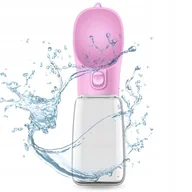 Shakery i bidony sportowe - Butelka Miska Turystyczna Bidon Na Wodę Przenośna Poidło Dla Psa Kota Róż - miniaturka - grafika 1