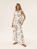 Spodnie damskie - Spodnie damskie plażowe Azzurro Esotiq kremowy L - miniaturka - grafika 1