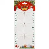 Ozdoby bożonarodzeniowe - Kokardka na choinkę 3 szt. brokatowa ozdoba świąteczna zawieszka biała - miniaturka - grafika 1