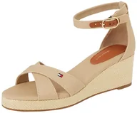 Espadryle damskie - TOMMY HILFIGER Damska flaga CRISS-CROS MID WEDGE ESPAD Espadryle, BEŻOWA (chrzan), 36 UK, Beżowy chrzan, 39 EU - miniaturka - grafika 1