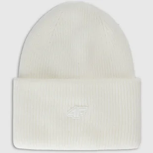 Czapka 4F Zimowa Beanie Uniseks Złamana Biel 4FWAW25ACAPU562 Złamana biel - Czapki damskie - miniaturka - grafika 1