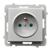 Gniazdka elektryczne - Ospel Sonata srebrny gniazdo pojedyncze +0) z przesłonami GP-1RZP/m/38 GP-1RZP/m/38 - miniaturka - grafika 1