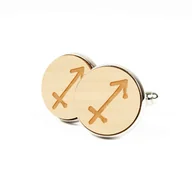 Spinki do mankietów i krawatów - Spinki do mankietów drewniane – znak zodiaku Strzelec - miniaturka - grafika 1