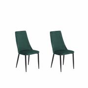 Krzesła - Beliani Zestaw do jadalni welwet 2 krzesła zielone CLAYTON - miniaturka - grafika 1