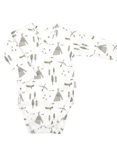 Chłopięce Body bawełniane długi rękaw Indiański Wzór biały, Nicol,r.62 - Body dla niemowląt - miniaturka - grafika 1