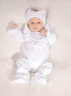 Dziewczęcy komplet pajac niechodki elegancki biały Nicol r.56 - Moda i Uroda OUTLET - miniaturka - grafika 1