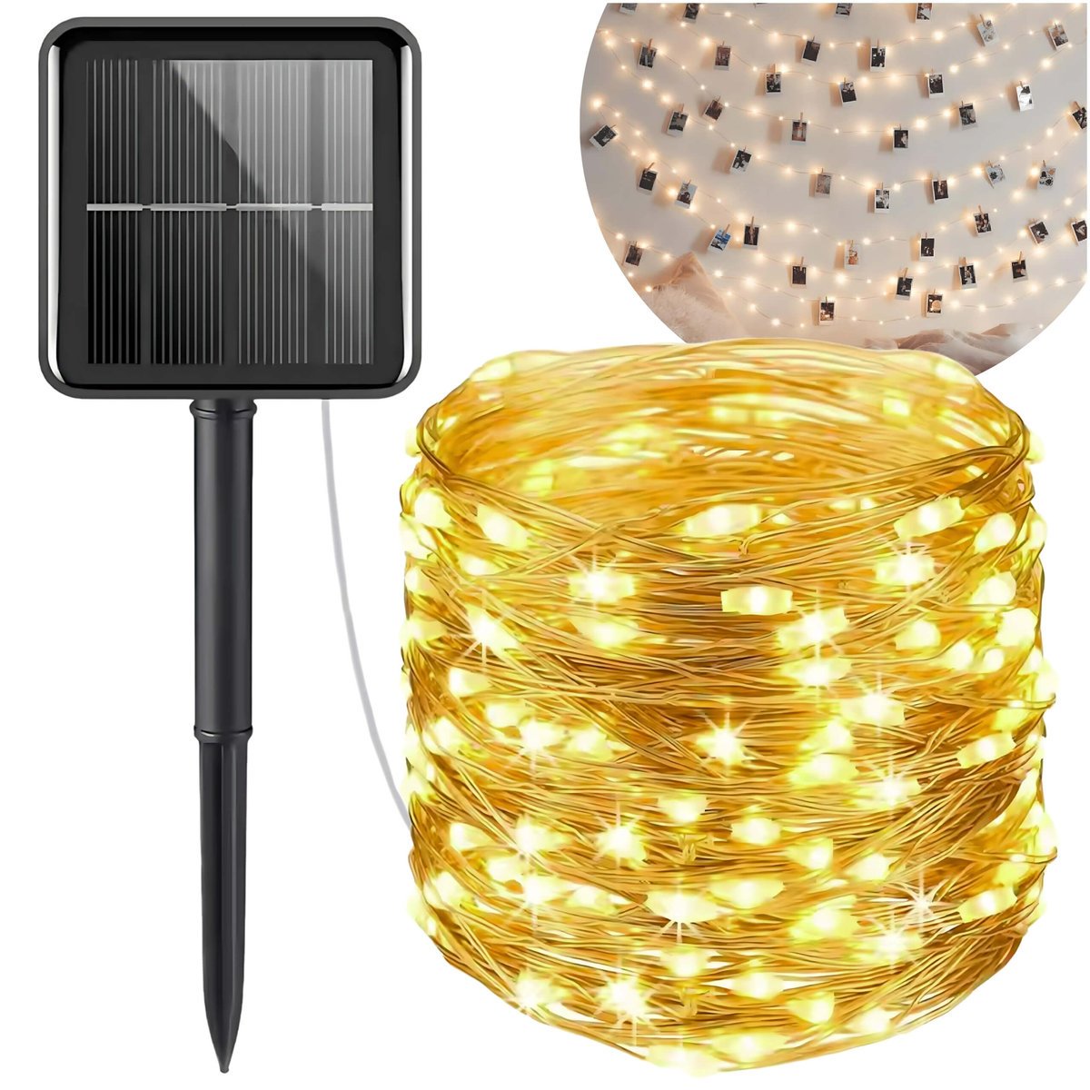 Lampki Solarne 300LED 32M, Girlanda Ogrodowa Druciki, Świąteczny Łańcuch IP65 BLIXTAR