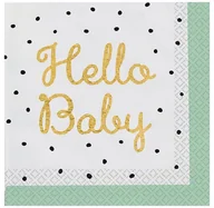 Obrusy i serwetki - Amscan Amscan Serwetki (16 szt.) "Hello Baby" w kolorze białym 0194099073370 - miniaturka - grafika 1
