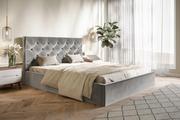 Łóżka - Łóżko tapicerowane podwójne z pojemnikiem GLAMOUR SLIM 140x200 - miniaturka - grafika 1