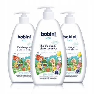 Bobini Żel Do Mycia Ciała i Włosów dla Dzieci 3x500 ml - Kosmetyki kąpielowe dla dzieci - miniaturka - grafika 1