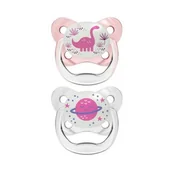 Smoczki uspokajające - Dr Brown's Smoczek ortodontyczny Prevent 6-18m świecący w ciemności różowy/przezroczysty 2szt. - miniaturka - grafika 1