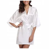 Bielizna nocna - Satynowy szlafrok damski satyna podomka - S - miniaturka - grafika 1