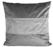 Poszewki na poduszki - Poszewka ozdobna 40x40 Velvet ciemno szara z cyrkoniami - miniaturka - grafika 1