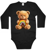 Body dla niemowląt - Body dziecięce Brązowy Wesoły Miś Z Tęczą Na Kolanach Dzień Misia 98/104 - miniaturka - grafika 1