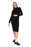 Spódnice - Trendyol Damska młoda spódnica ołówkowa midi Bodycon dzianinowa spódnica, Czarny, S - miniaturka - grafika 1