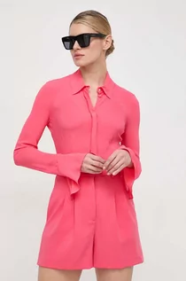Koszule damskie - Patrizia Pepe koszula damska kolor różowy slim z kołnierzykiem klasycznym - grafika 1